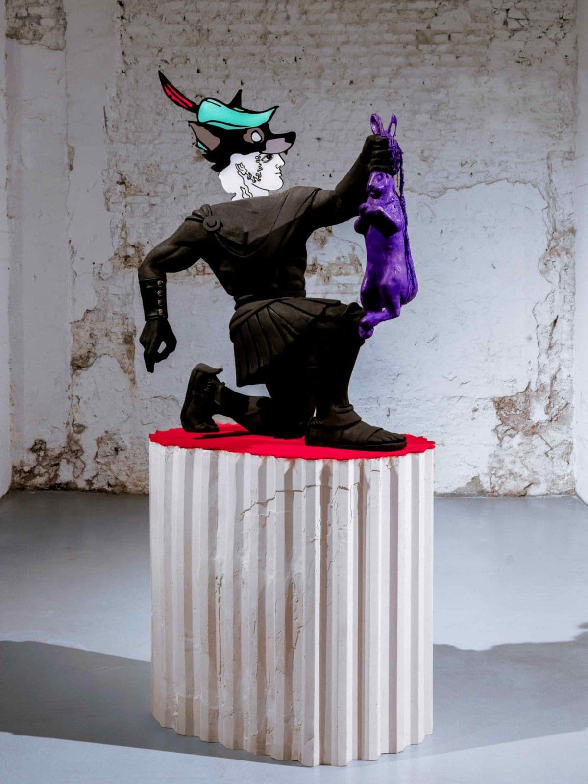 Purple Odyssey, mixed-media sculpture by Grigorios Ilaridis inspired by Homer's Odyssey, exploring transformation through layered contemporary forms.